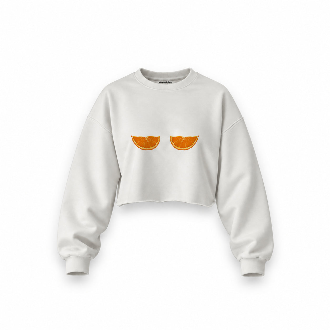 Juicy Bits Oversize Crop Sweatshirt — Beyaz — Ön baskı