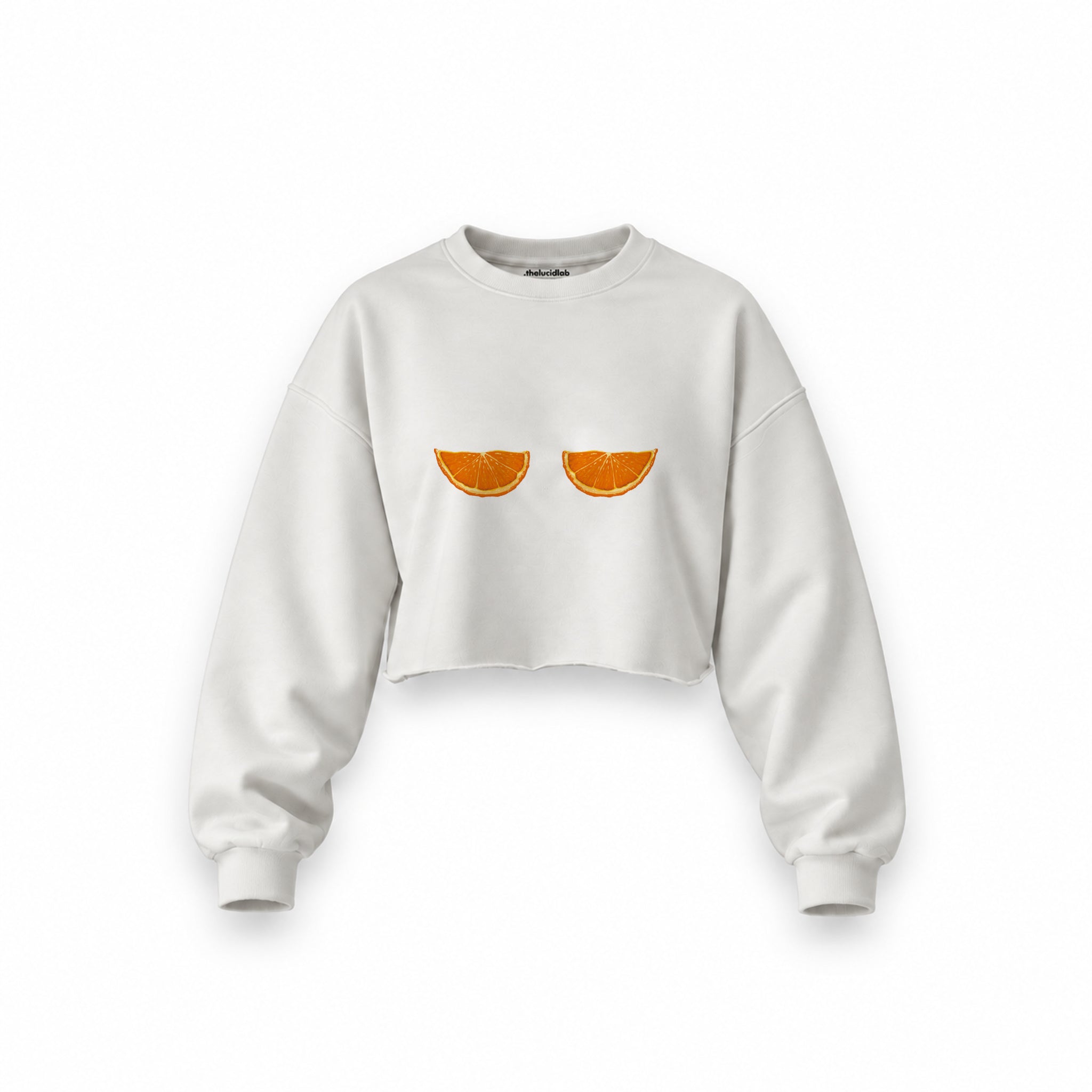 Juicy Bits Oversize Crop Sweatshirt — Beyaz — Ön baskı