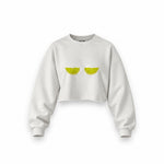 Sour Twins Oversize Crop Sweatshirt — Beyaz — Ön baskı