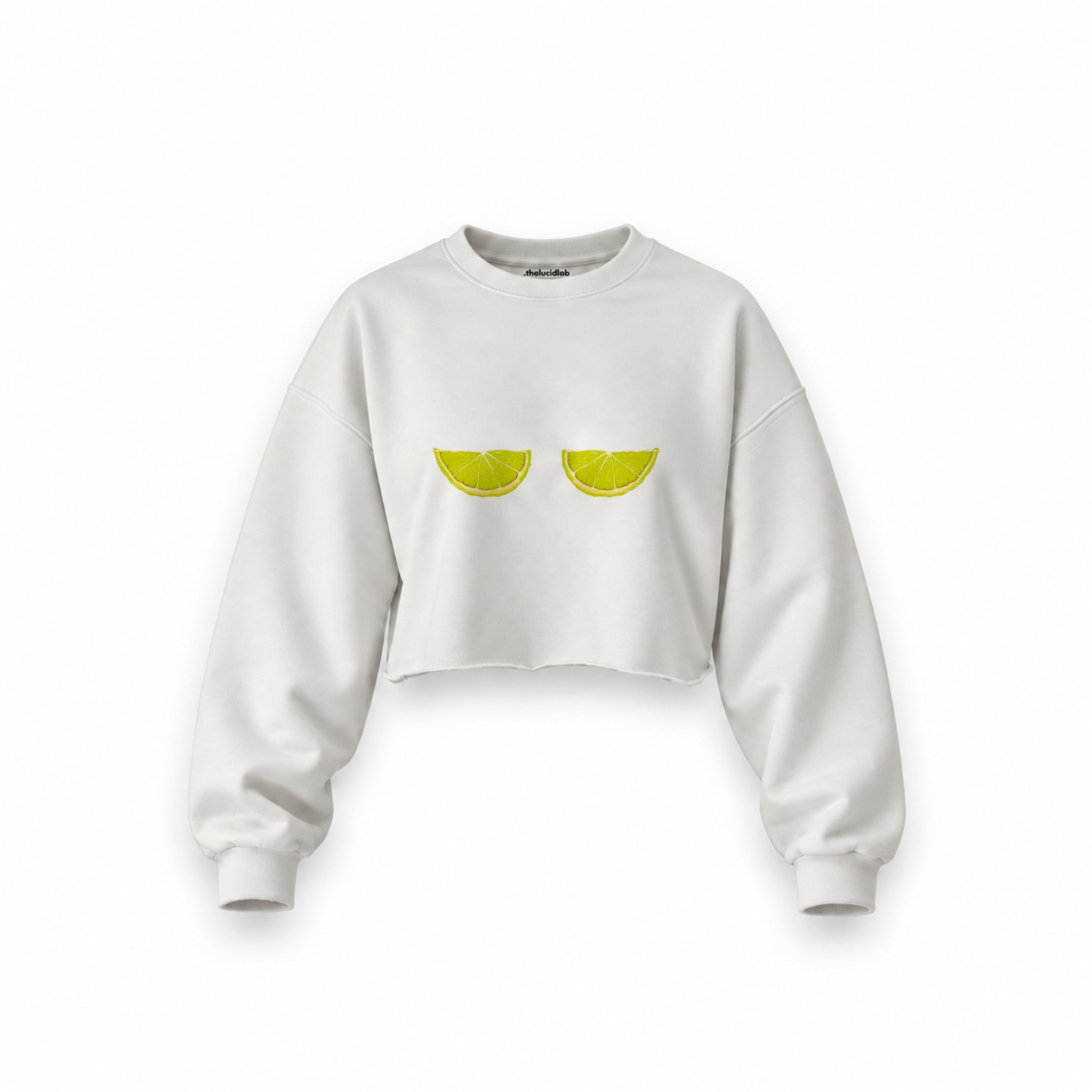Sour Twins Oversize Crop Sweatshirt — Beyaz — Ön baskı