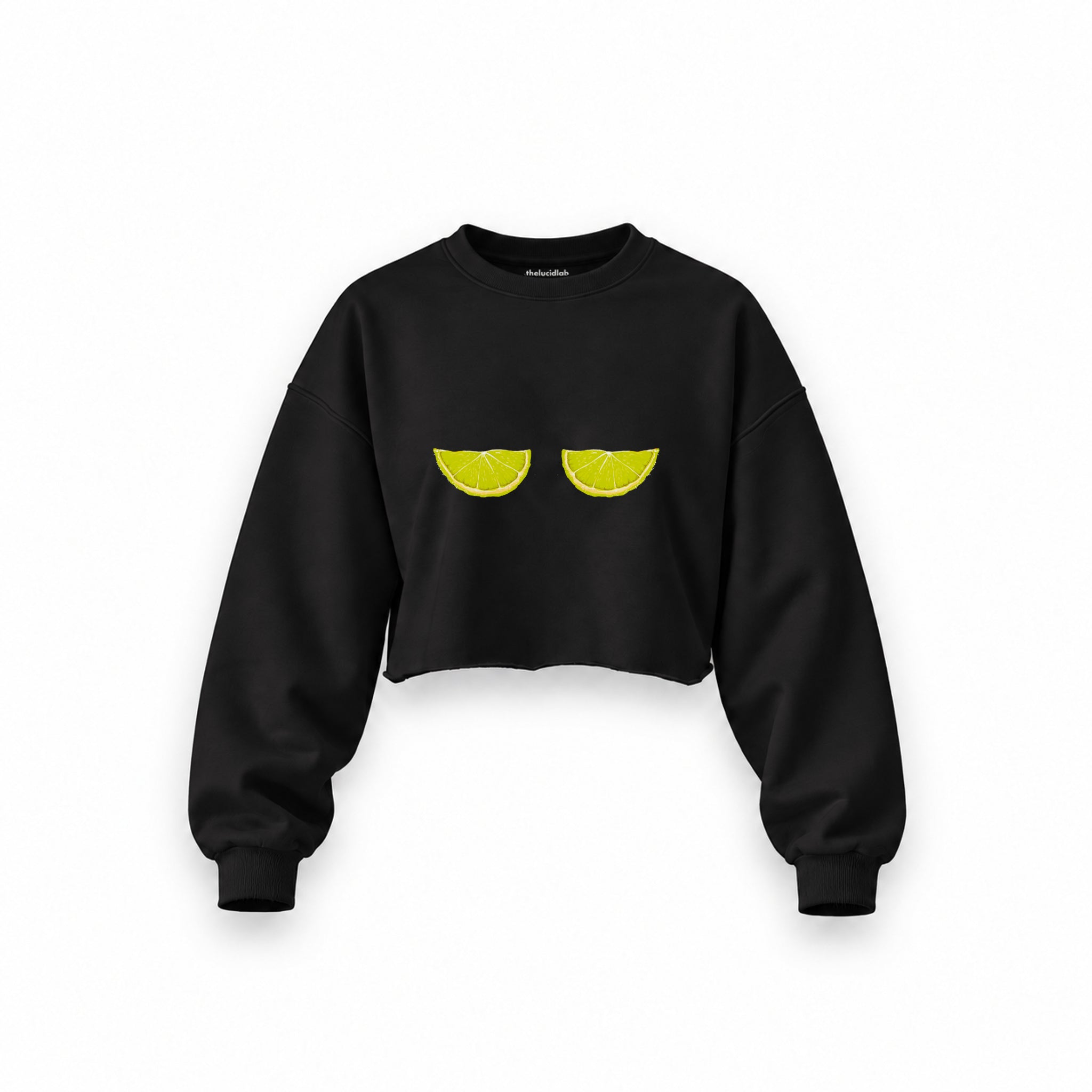 Sour Twins Oversize Crop Sweatshirt — Siyah — Ön baskı