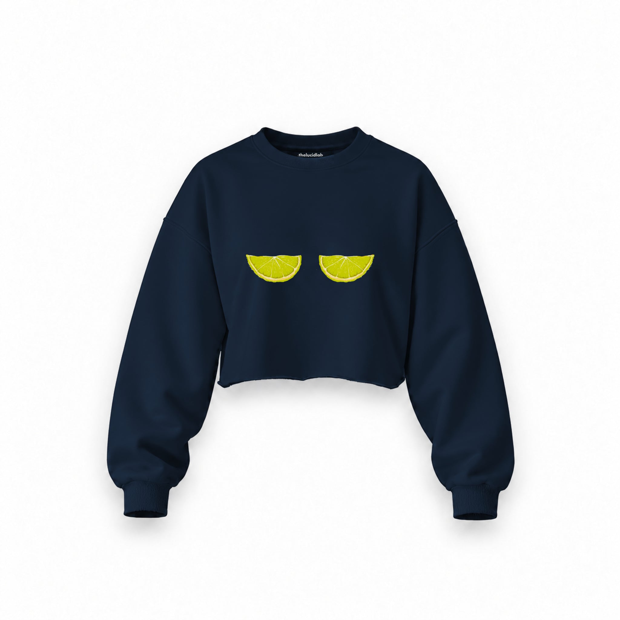 Sour Twins Oversize Crop Sweatshirt — Lacivert — Ön baskı