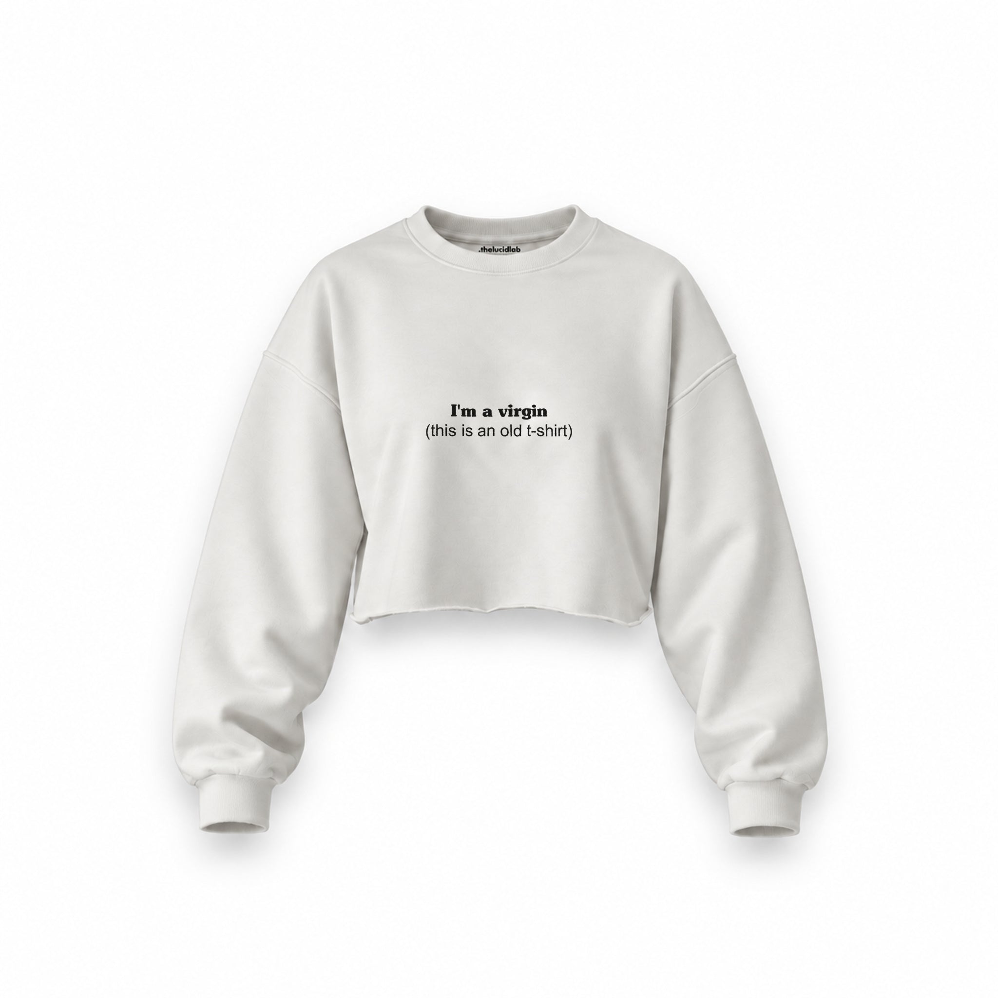 Virgin Energy Oversize Crop Sweatshirt — Beyaz — Ön baskı