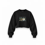 Make America Great Again Oversize Crop Sweatshirt — Siyah — Ön baskı