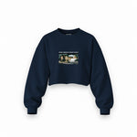 Make America Great Again Oversize Crop Sweatshirt — Lacivert — Ön baskı