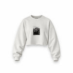 John Lennon Hamburg 1960 Oversize Crop Sweatshirt — Beyaz — Ön baskı