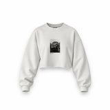 John Lennon Hamburg 1960 Oversize Crop Sweatshirt — Beyaz — Ön baskı