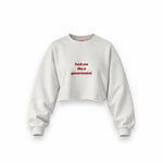 Fuck Me Like the Government Oversize Crop Sweatshirt — Beyaz — Ön baskı