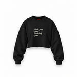 Fuck You Oversize Crop Sweatshirt — Siyah — Ön baskı