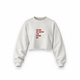 I Am Turkish Too Oversize Crop Sweatshirt — Beyaz — Ön baskı