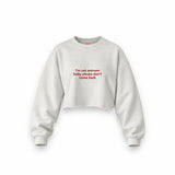 I'm Not Eminem Oversize Crop Sweatshirt — Beyaz — Ön baskı
