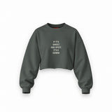 It's a Gemini Oversize Crop Sweatshirt — Antrasit — Ön baskı