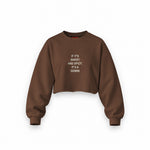 It's a Gemini Oversize Crop Sweatshirt — Kahverengi — Ön baskı
