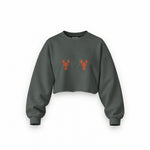 Hot Lobsters Oversize Crop Sweatshirt — Antrasit — Ön baskı