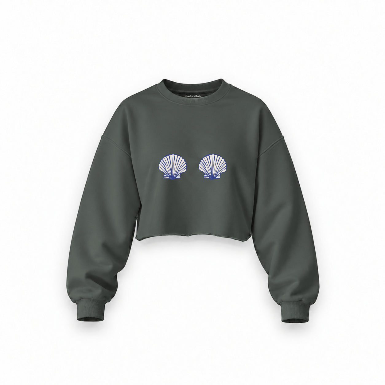 Nice Shells Oversize Crop Sweatshirt — Antrasit — Ön baskı