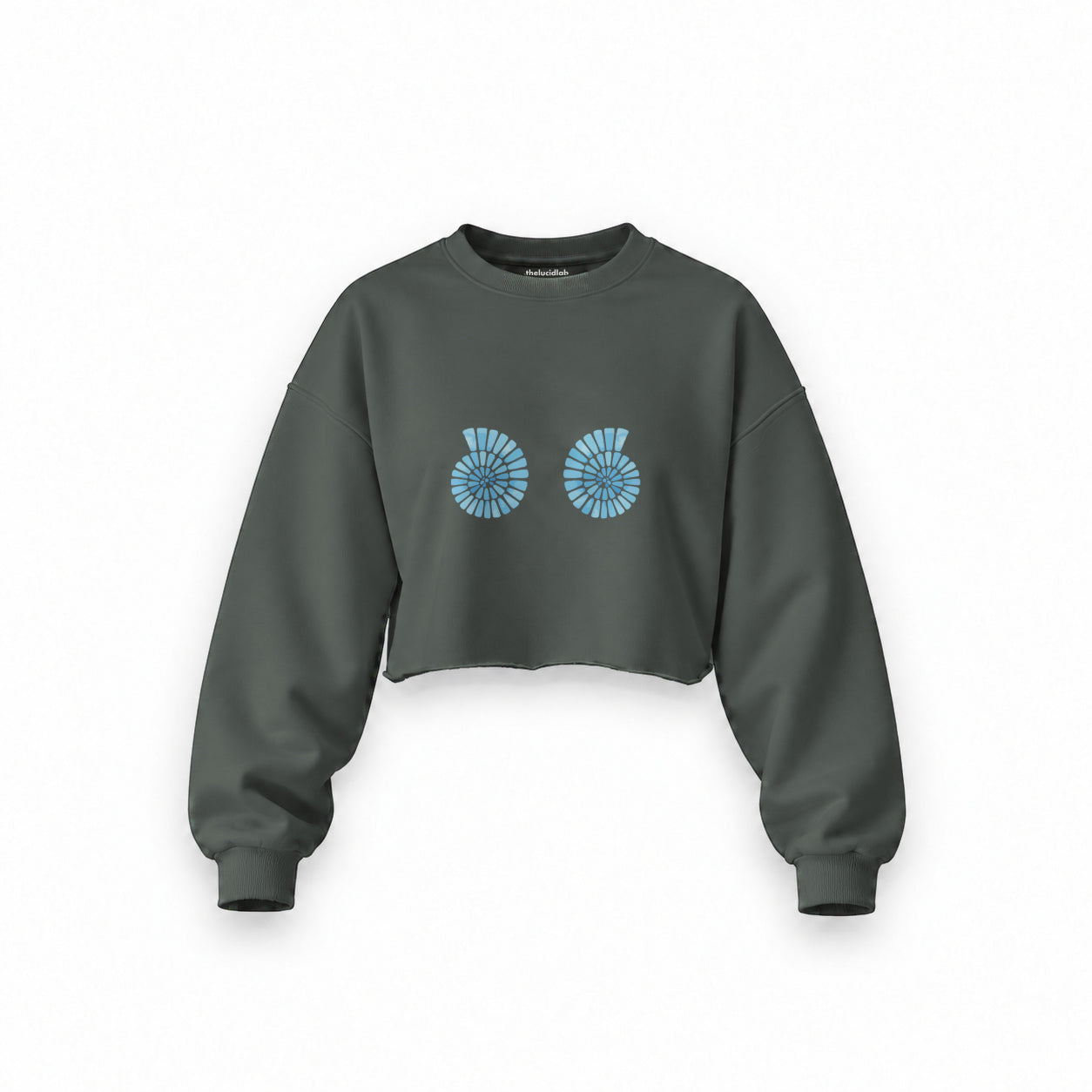 Shell Yeah Oversize Crop Sweatshirt — Antrasit — Ön baskı