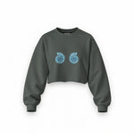 Shell Yeah Oversize Crop Sweatshirt — Antrasit — Ön baskı