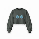 Shell Yeah Oversize Crop Sweatshirt — Antrasit — Ön baskı