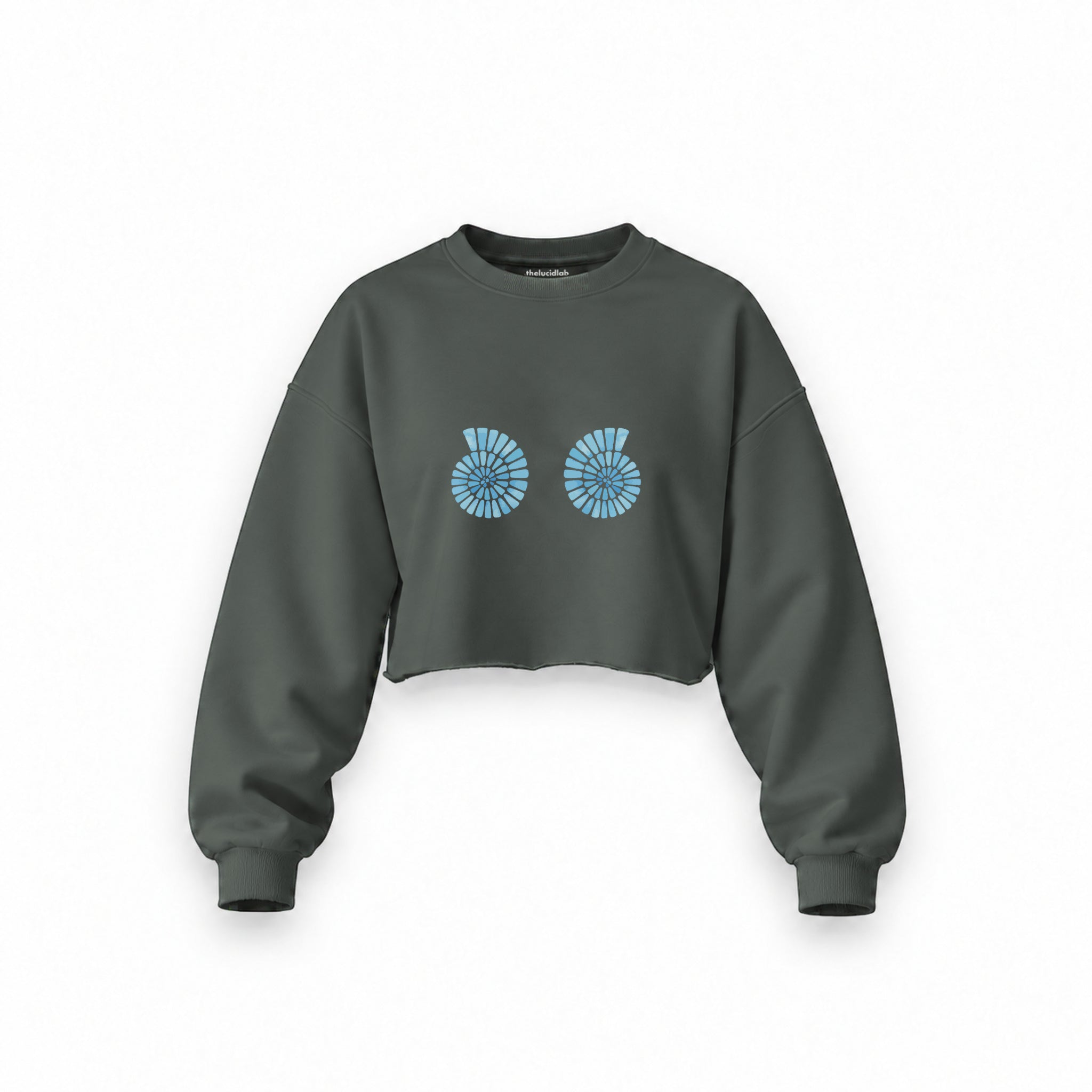 Shell Yeah Oversize Crop Sweatshirt — Antrasit — Ön baskı