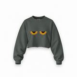 Sunny Side Up Oversize Crop Sweatshirt — Antrasit — Ön baskı