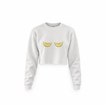 Nice Melons Crop Sweatshirt — Beyaz — Ön baskı
