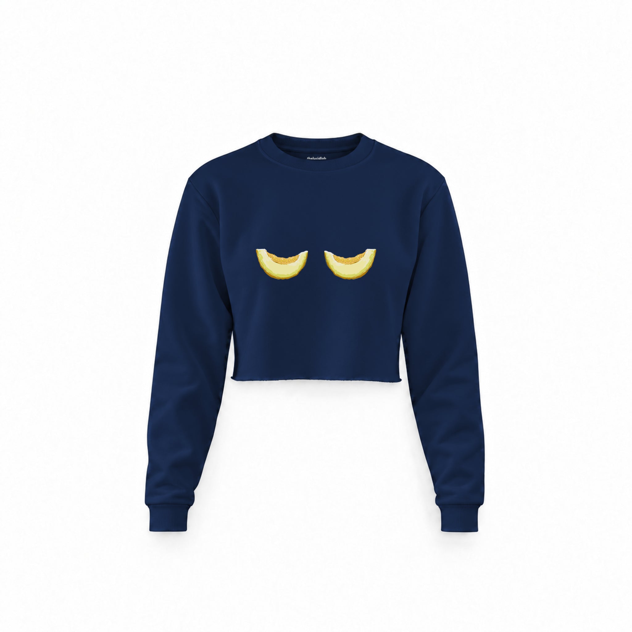 Nice Melons Crop Sweatshirt — Lacivert — Ön baskı