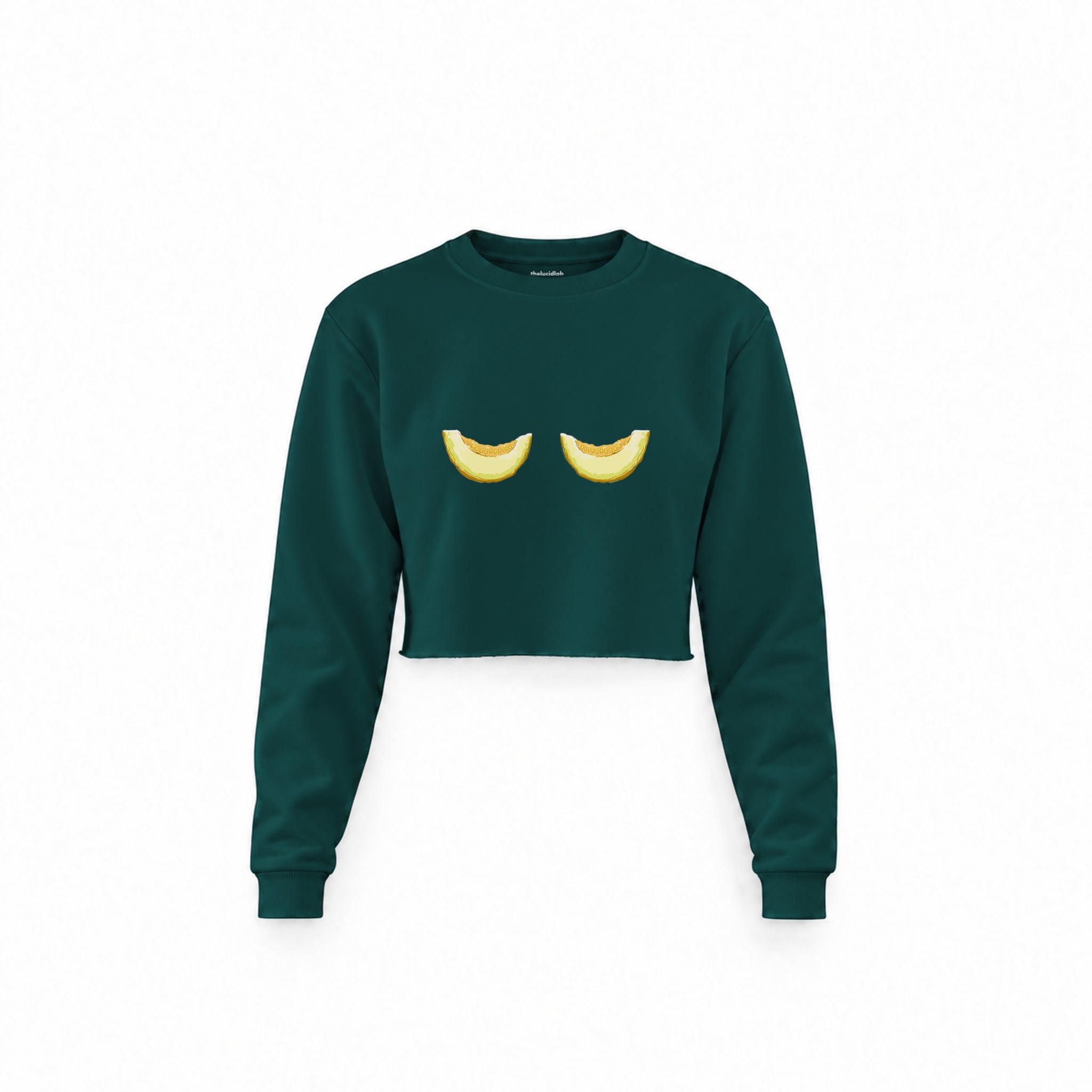 Nice Melons Crop Sweatshirt — Koyu Yeşil — Ön baskı