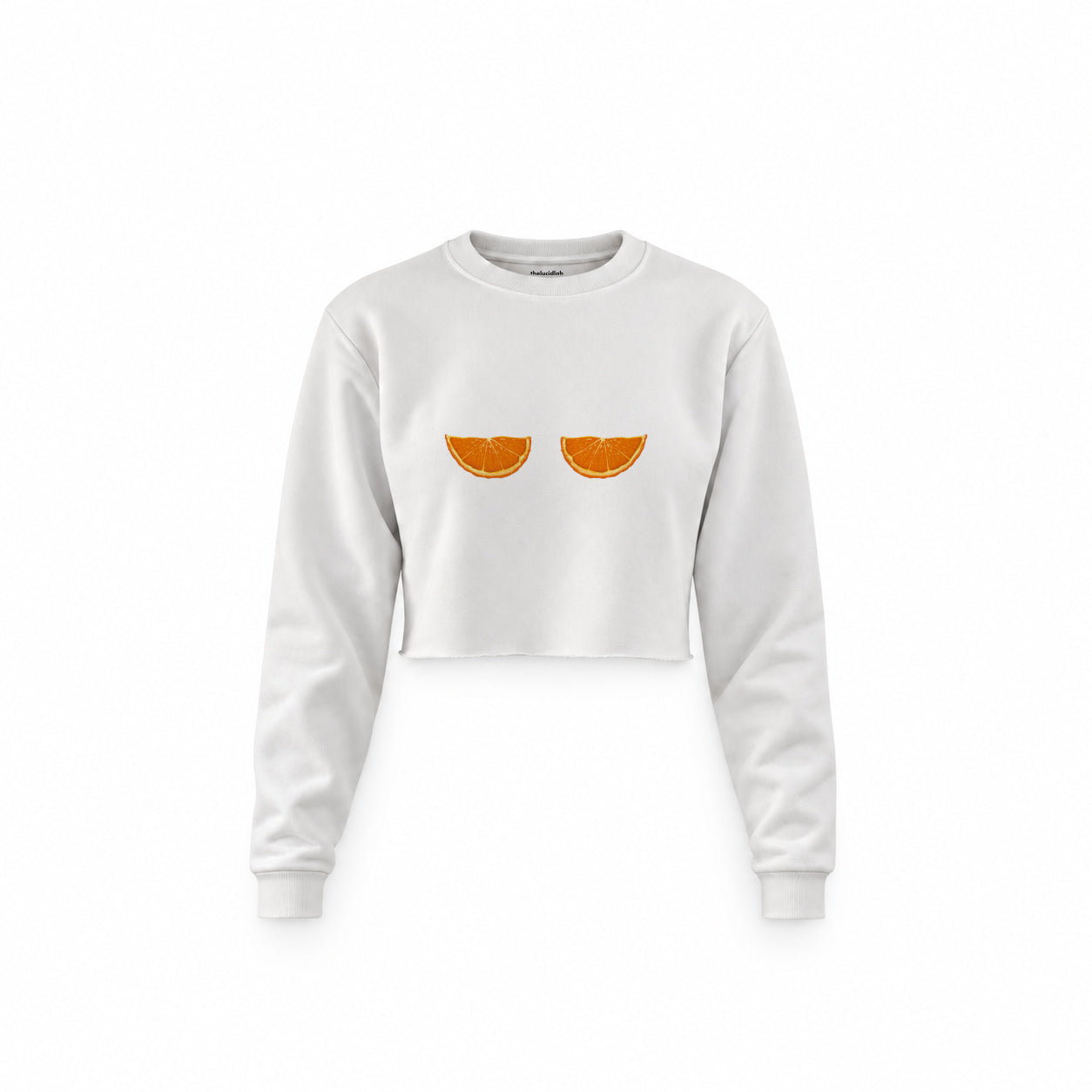 Juicy Bits Crop Sweatshirt — Beyaz — Ön baskı