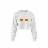 Juicy Bits Crop Sweatshirt — Beyaz — Ön baskı