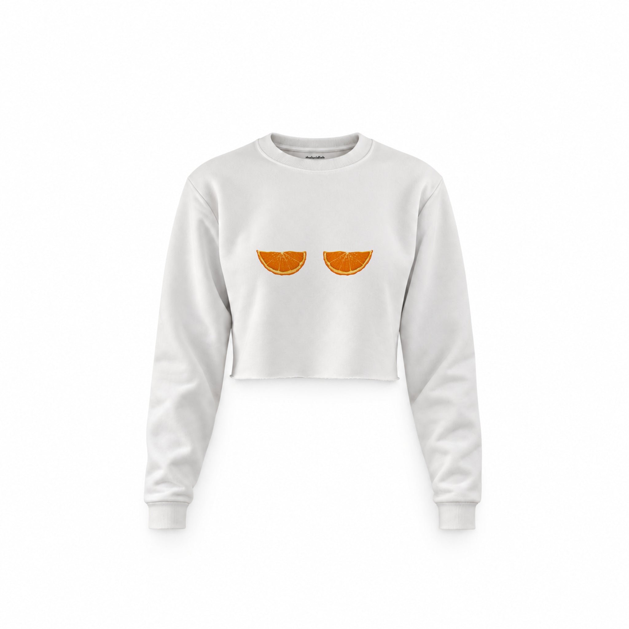 Juicy Bits Crop Sweatshirt — Beyaz — Ön baskı