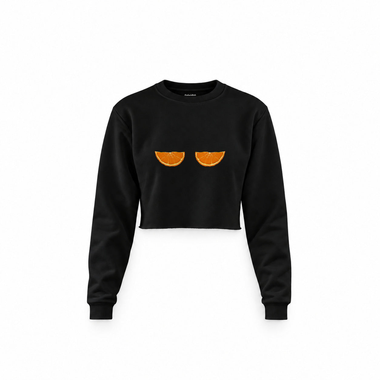 Juicy Bits Crop Sweatshirt — Siyah — Ön baskı