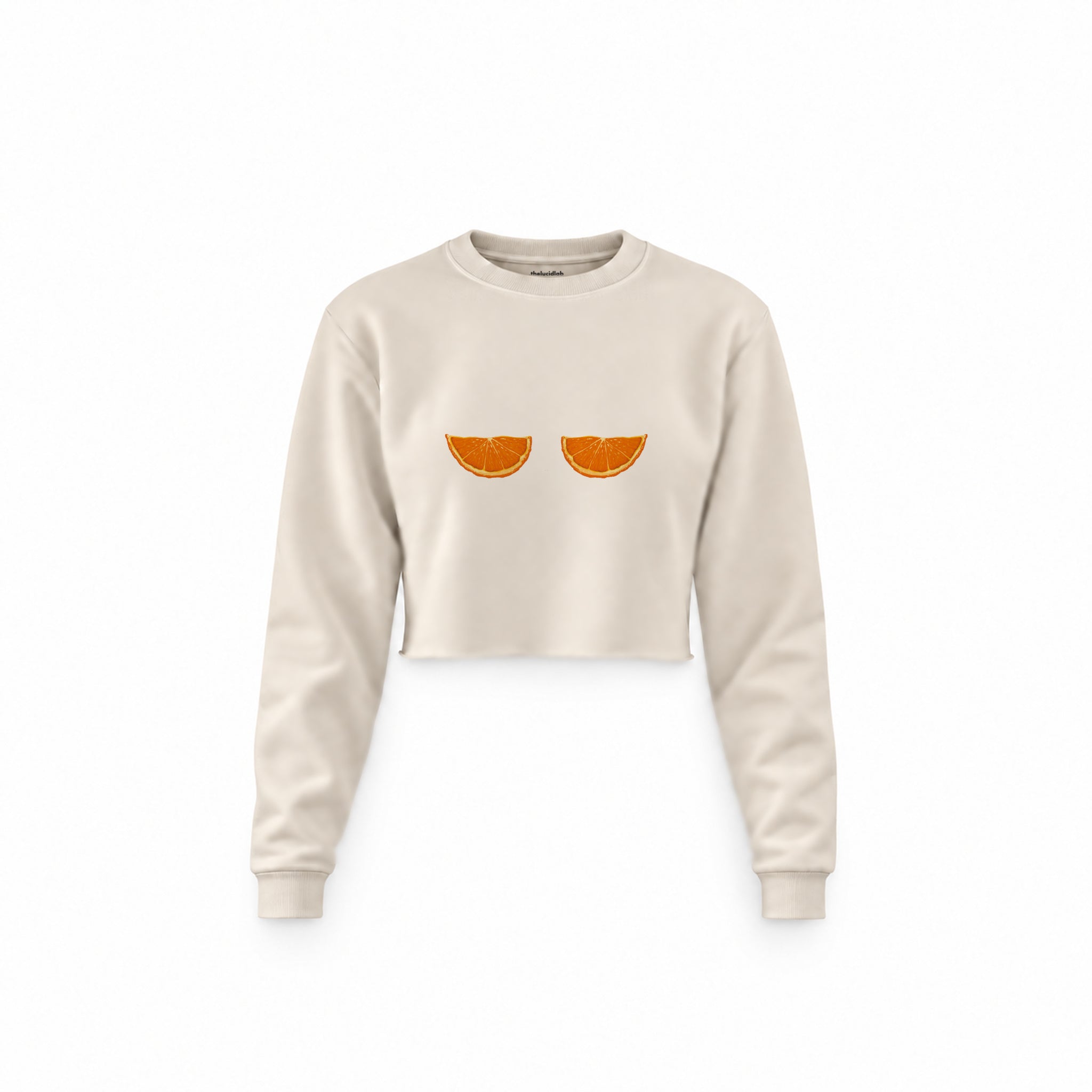 Juicy Bits Crop Sweatshirt — Krem — Ön baskı
