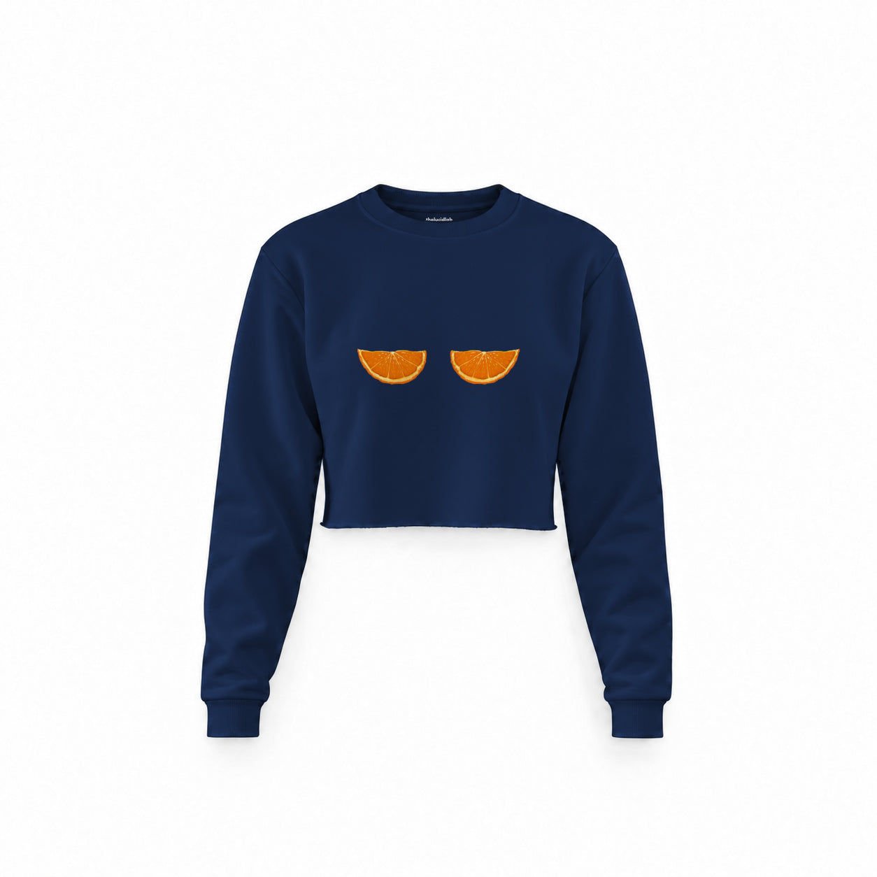 Juicy Bits Crop Sweatshirt — Lacivert — Ön baskı