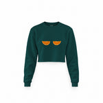 Juicy Bits Crop Sweatshirt — Koyu Yeşil — Ön baskı