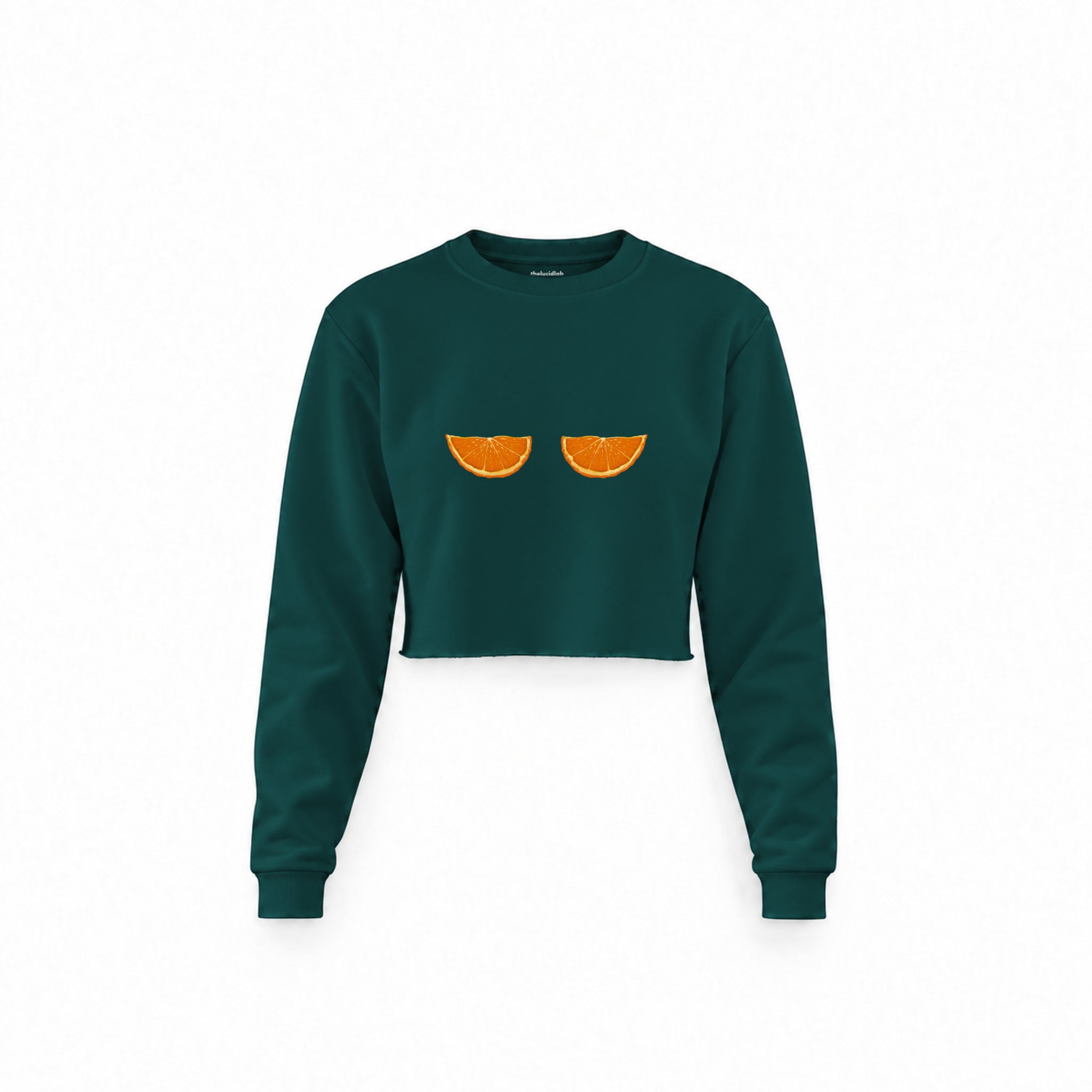 Juicy Bits Crop Sweatshirt — Koyu Yeşil — Ön baskı