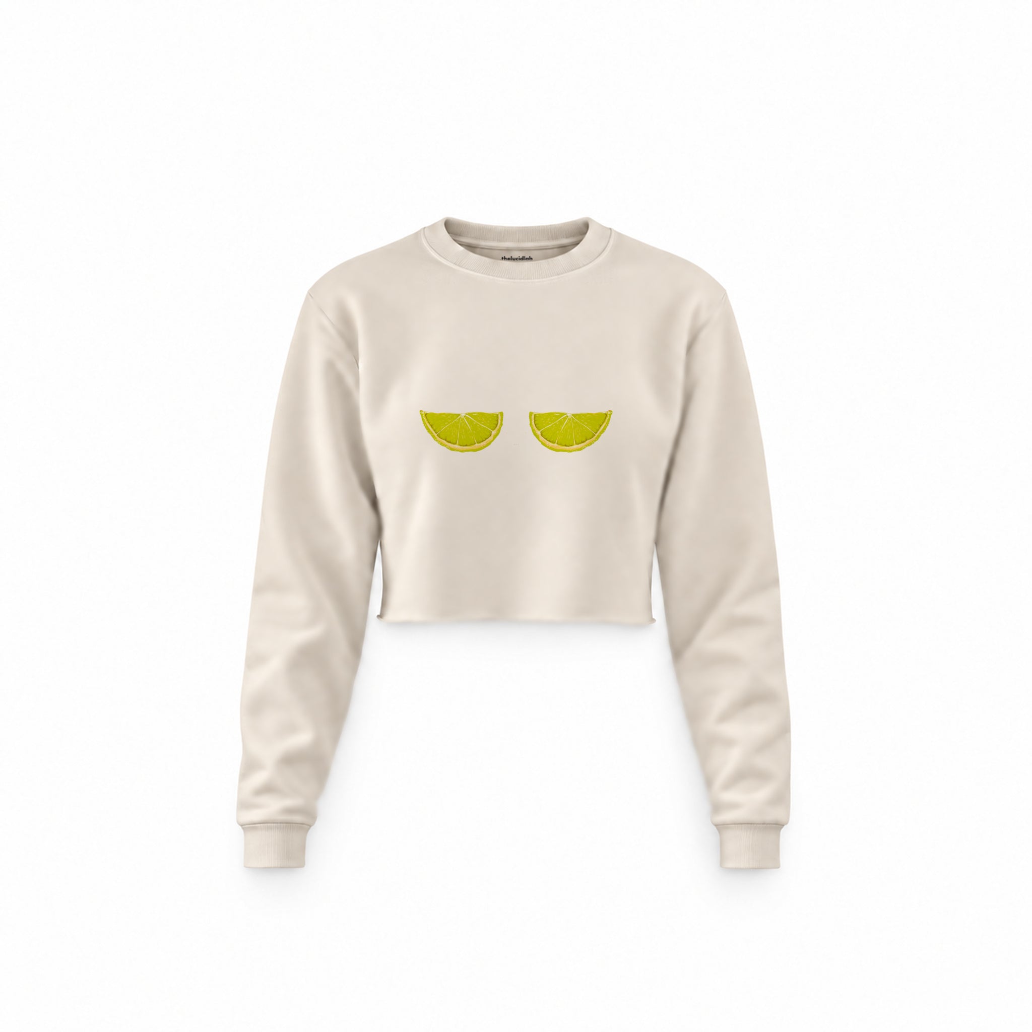 Sour Twins Crop Sweatshirt — Krem — Ön baskı