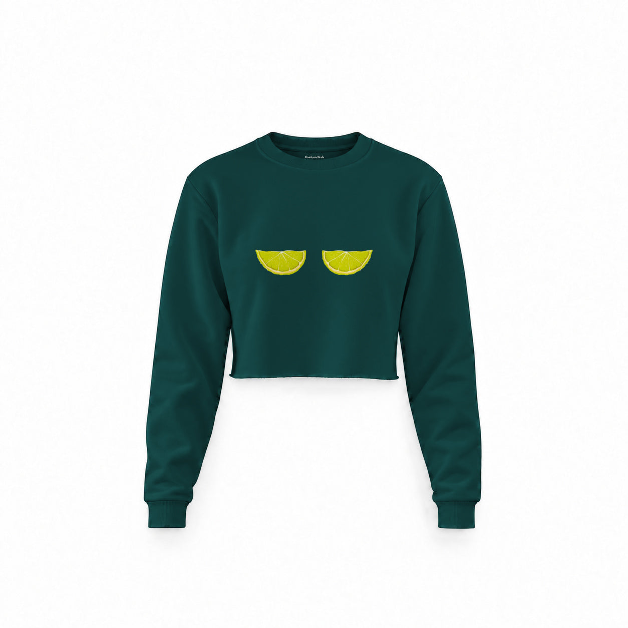 Sour Twins Crop Sweatshirt — Koyu Yeşil — Ön baskı