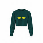 Sour Twins Crop Sweatshirt — Koyu Yeşil — Ön baskı