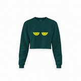 Sour Twins Crop Sweatshirt — Koyu Yeşil — Ön baskı