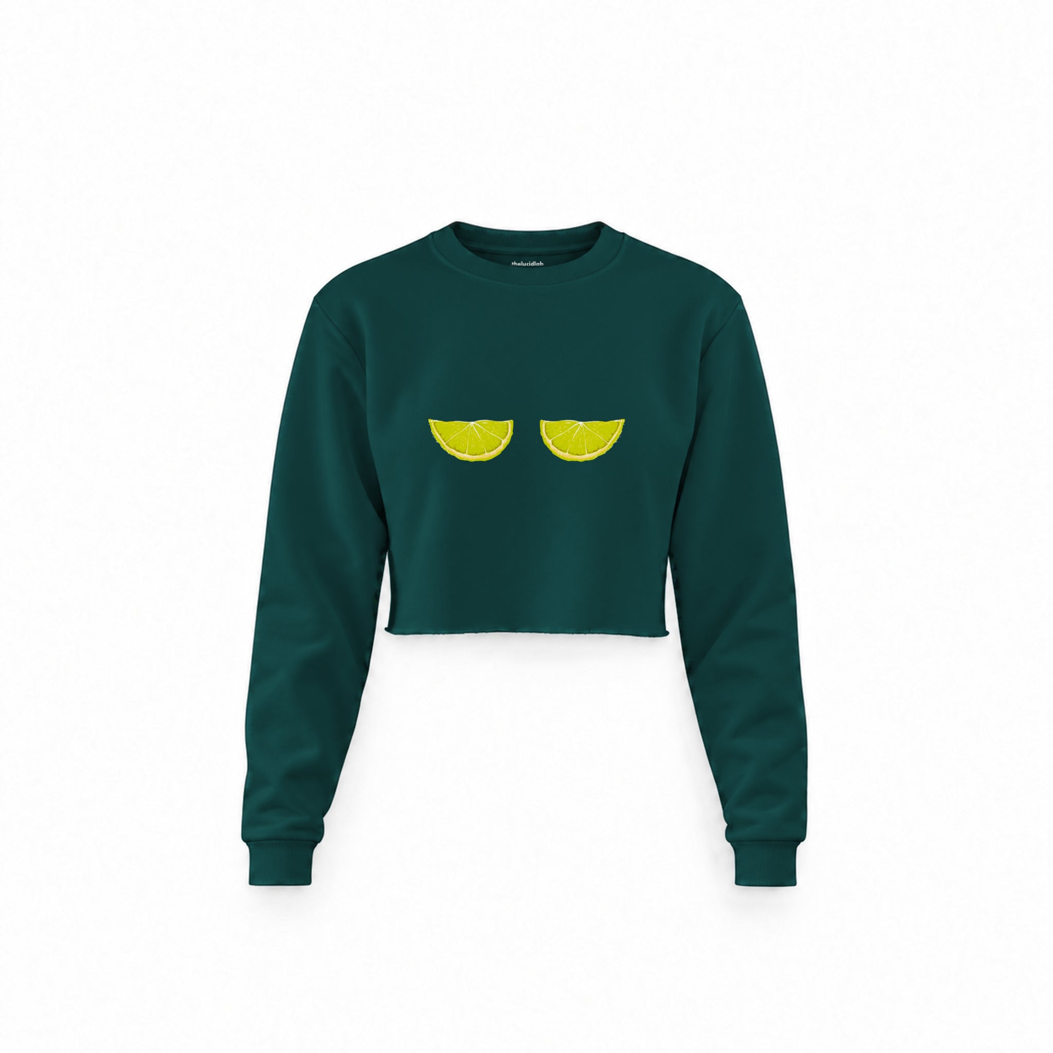 Sour Twins Crop Sweatshirt — Koyu Yeşil — Ön baskı