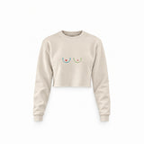 Boobs & Hearts Crop Sweatshirt — Krem — Ön baskı