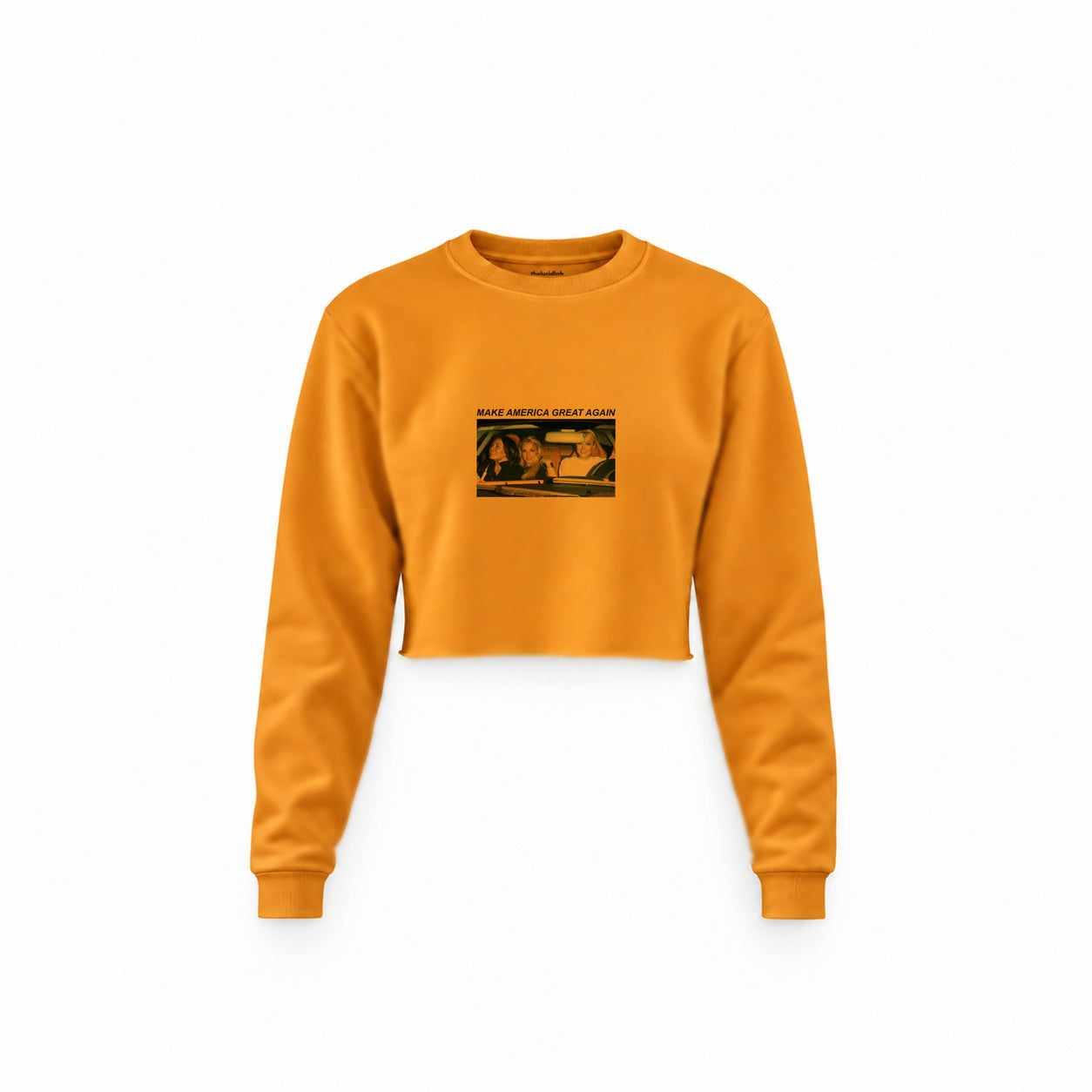 Make America Great Again Crop Sweatshirt — Turuncu — Ön baskı