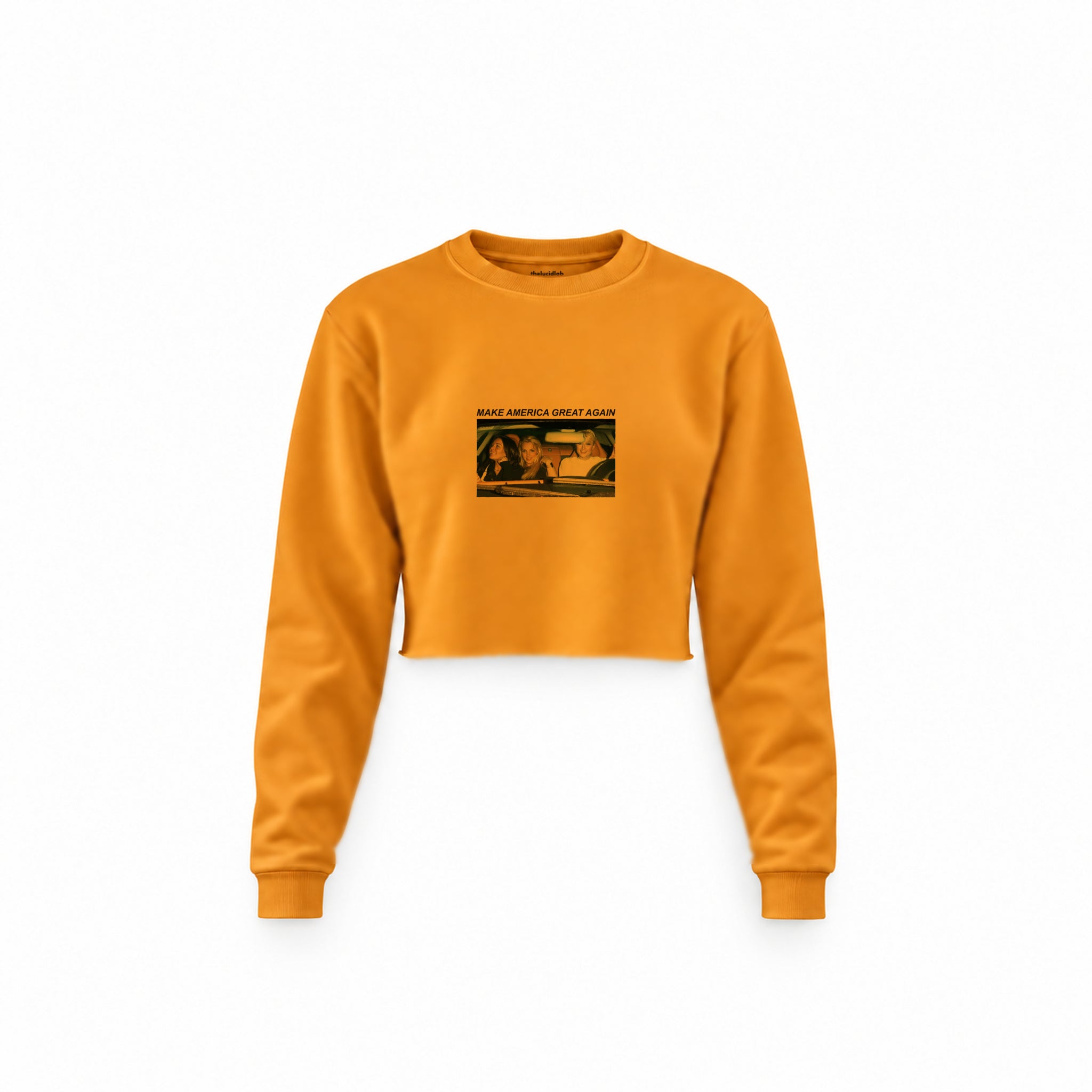 Make America Great Again Crop Sweatshirt — Turuncu — Ön baskı