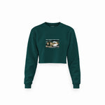 Make America Great Again Crop Sweatshirt — Koyu Yeşil — Ön baskı