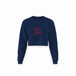 Fuck You Crop Sweatshirt — Lacivert — Ön baskı