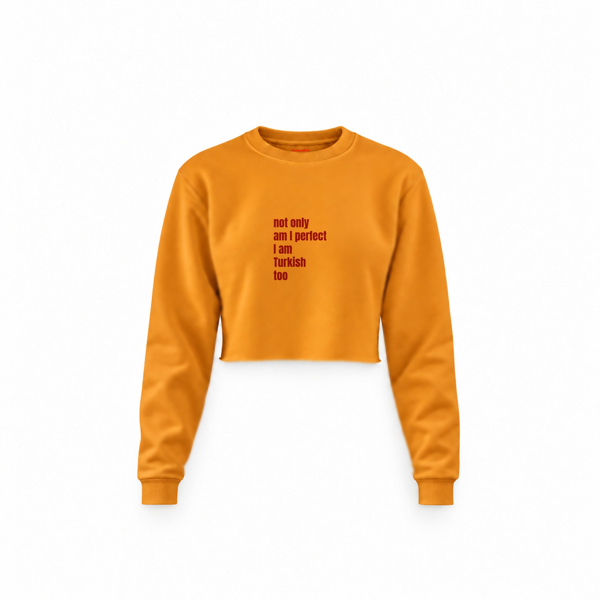 I Am Turkish Too Crop Sweatshirt — Turuncu — Ön baskı