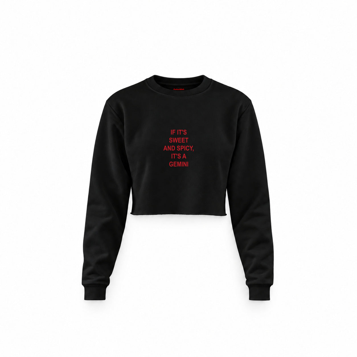 It's a Gemini Crop Sweatshirt — Siyah — Ön baskı