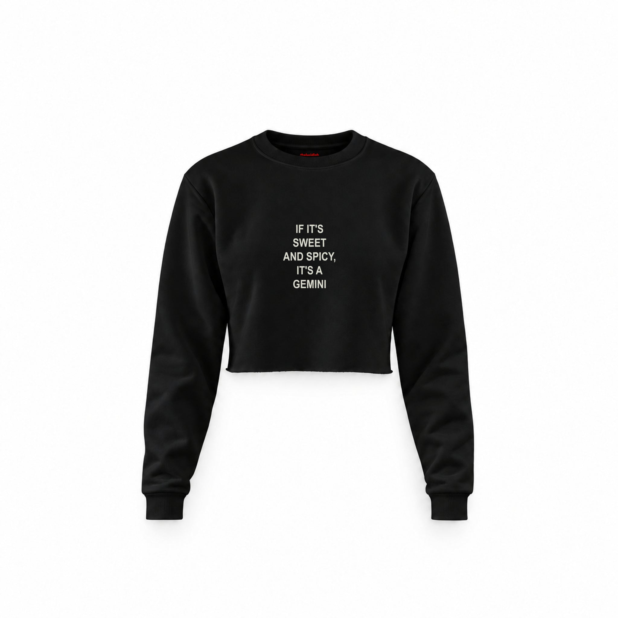 It's a Gemini Crop Sweatshirt — Siyah — Ön baskı