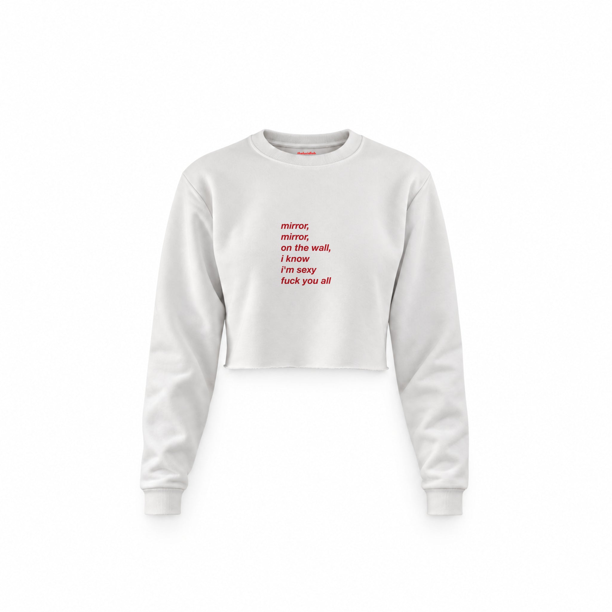 Mirror, Mirror Crop Sweatshirt — Beyaz — Ön baskı