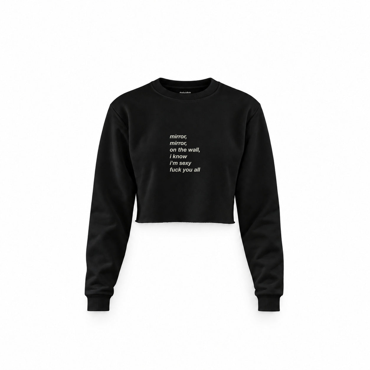 Mirror, Mirror Crop Sweatshirt — Siyah — Ön baskı